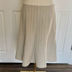 Beige with brown stripe detail midi skirt